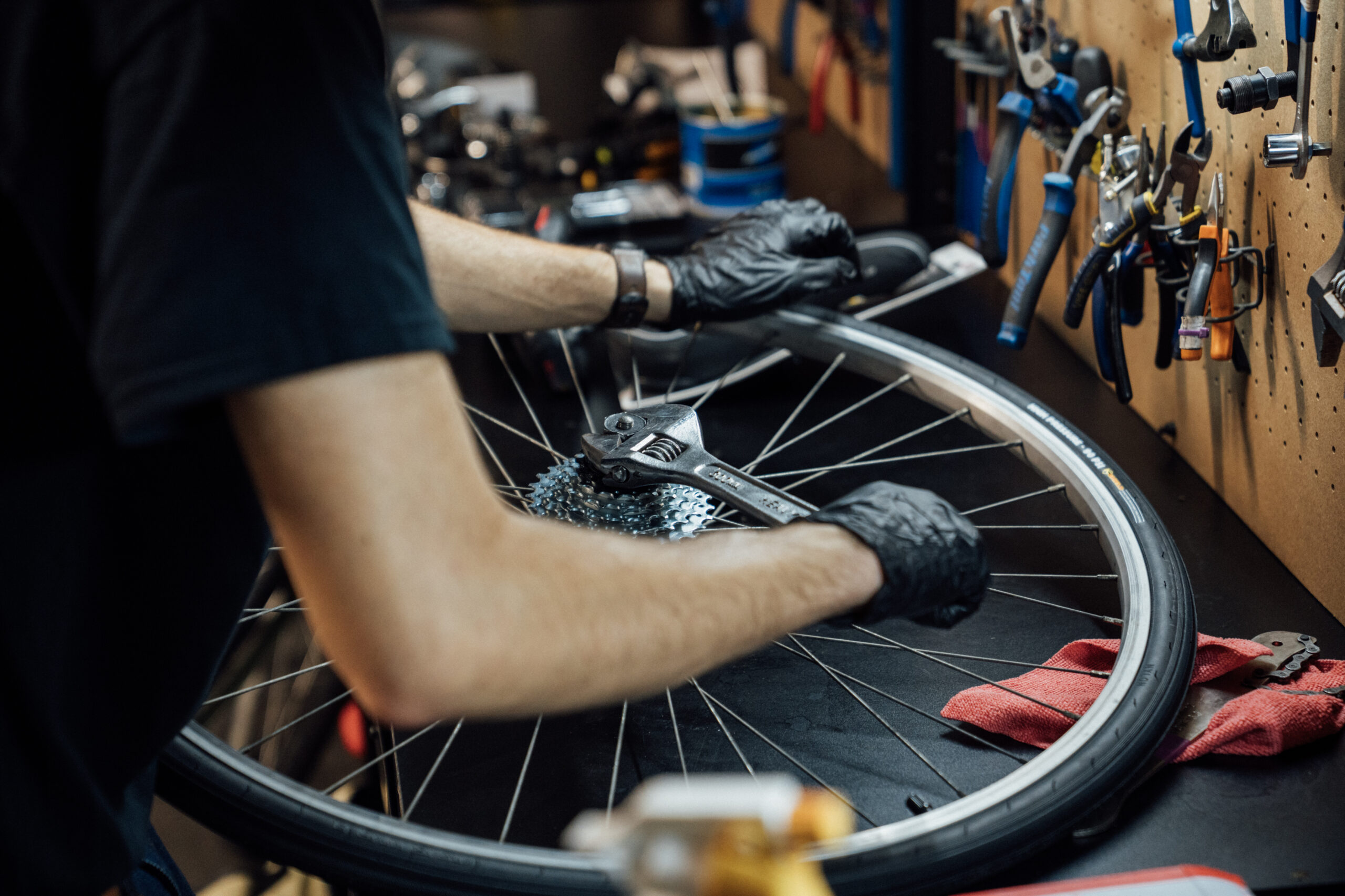 Bicycle prepared for a tune-up with carefully maintained components